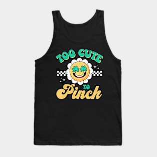 Too Cute To Pinch St Patrick Day Retro Clover Shamrock Boy Tank Top